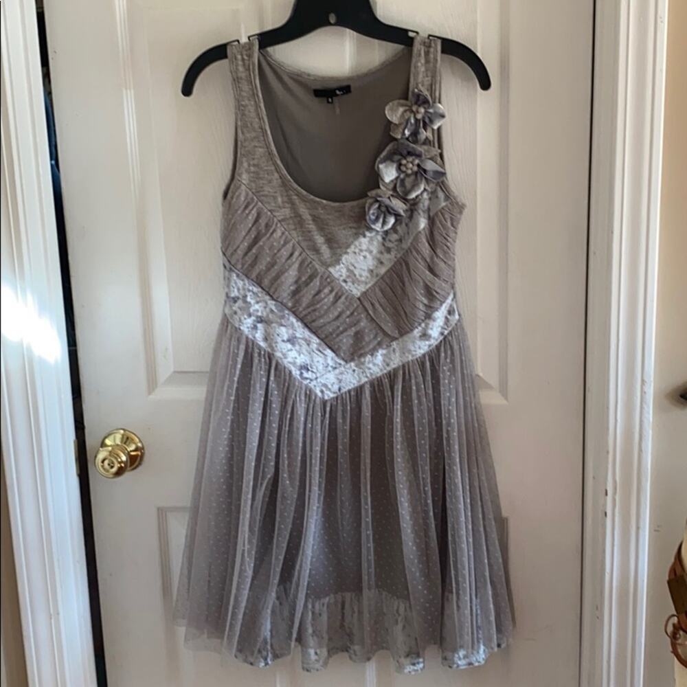 Ryu gray lace velvet and floral S dress
